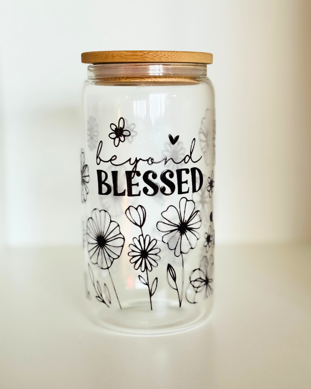Blessed 16 oz Glass cup