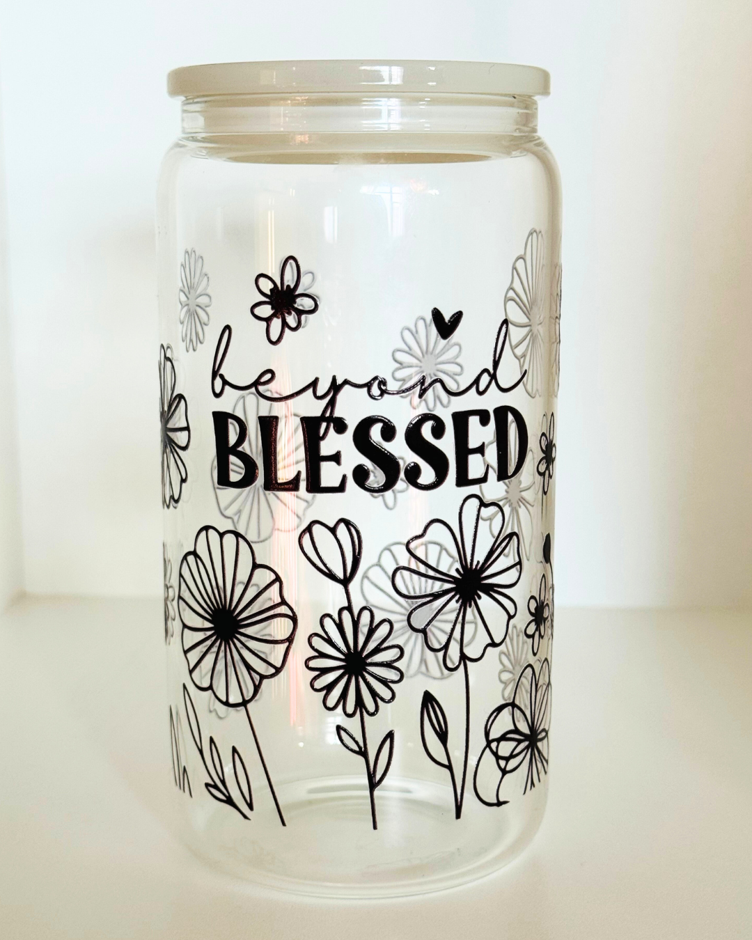 Blessed 16 oz Glass cup