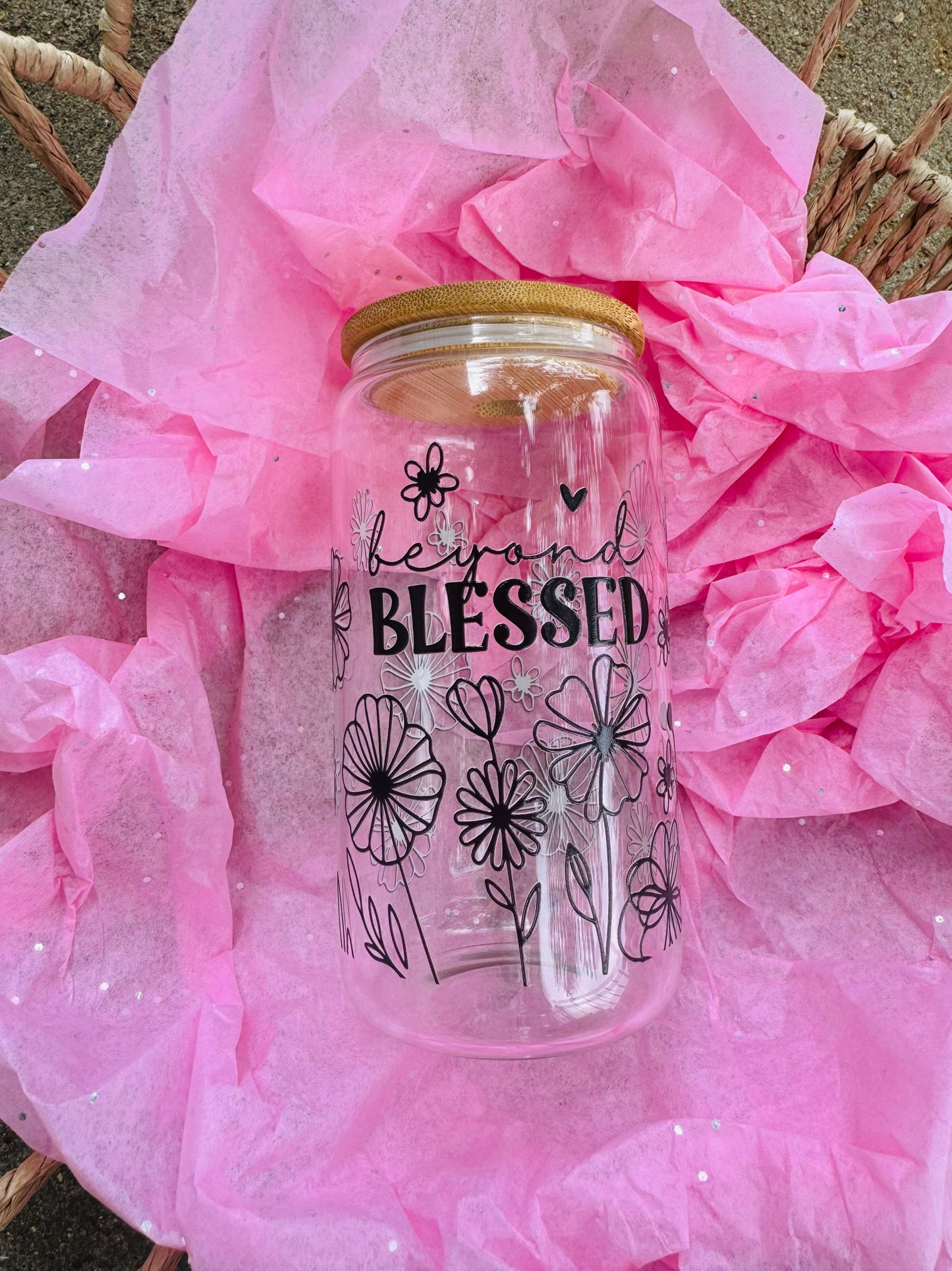 Blessed 16 oz Glass cup