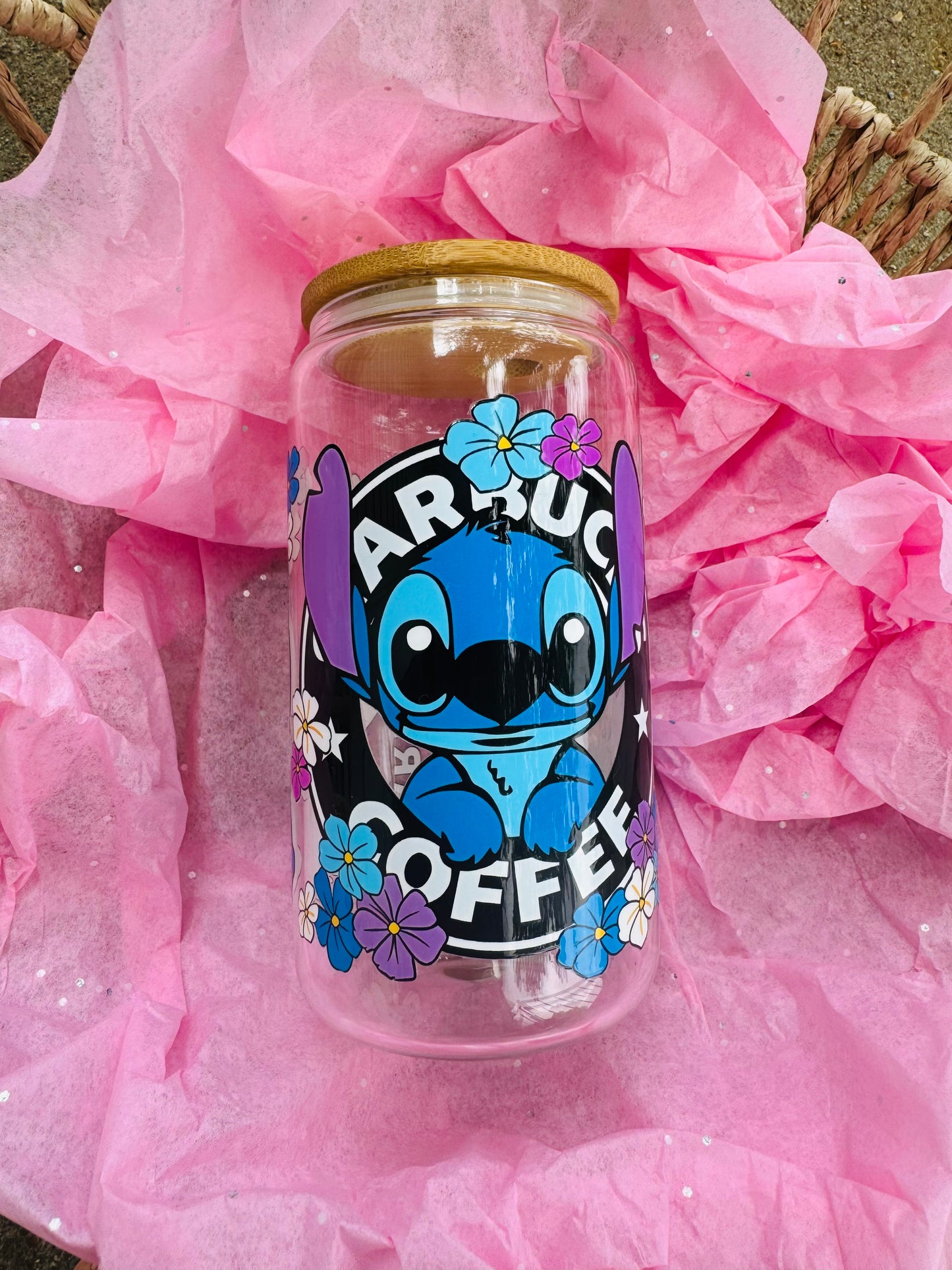 Stitch 16 oz Glass cup